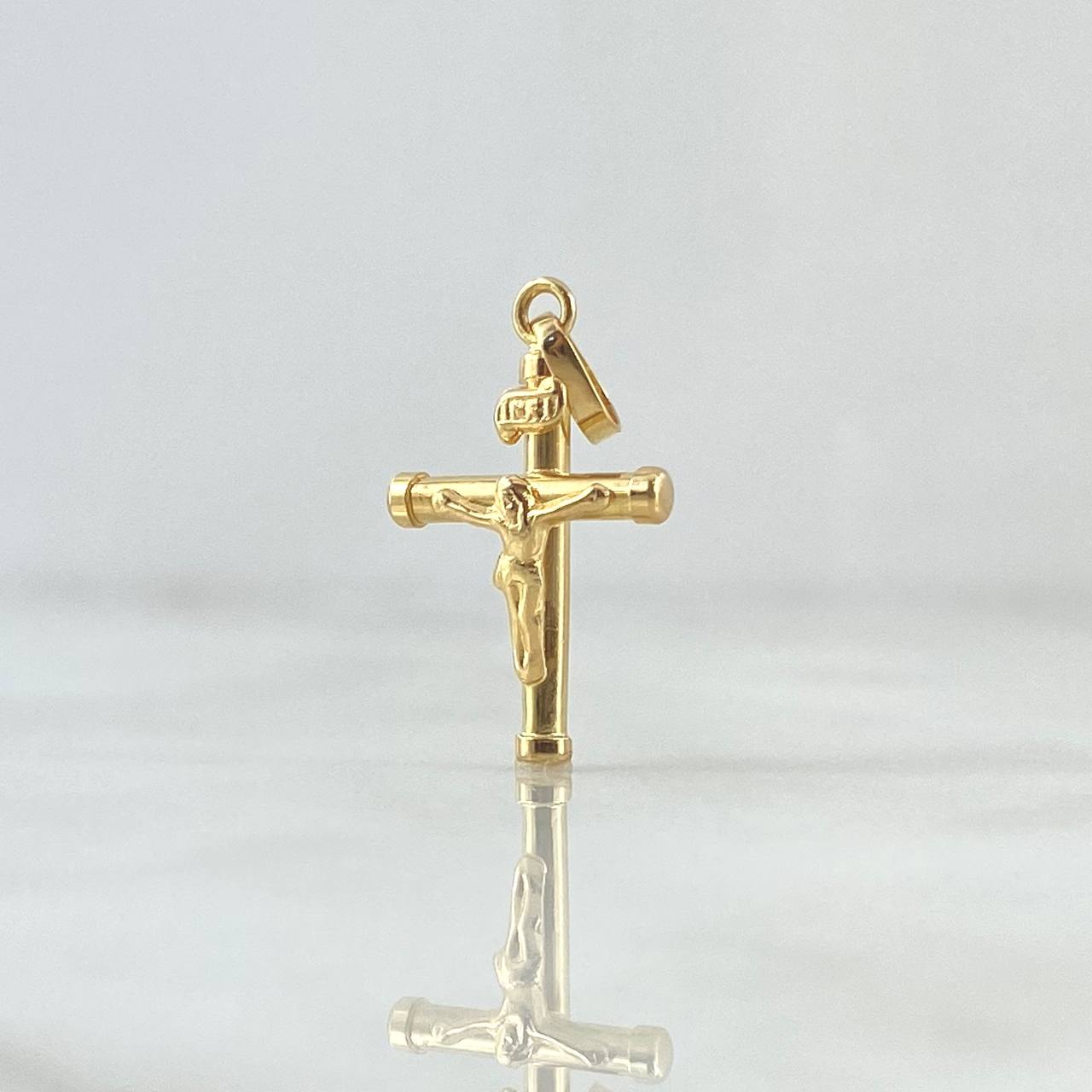 Dije Cruz Cristo 1gr / 2.9cm / Bastón Liso Oro Amarillo 18K