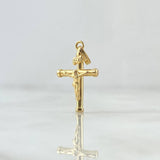 Dije Cruz Cristo 0.75gr / 2.5cm / Bastón Liso Oro Amarillo 18K