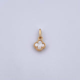 Dije Trebol VCyA 0.8gr / 1.5cm / Nacar Blanco Oro Amarillo 18K &