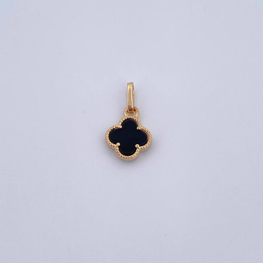 Dije Trebol VCyA 1gr / 1.7cm / Onix Negra Oro Amarillo 18K &