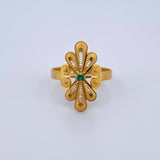 Anillo Filigrana 3.15gr / T7 / Circon Verde Oro Amarillo 18K &