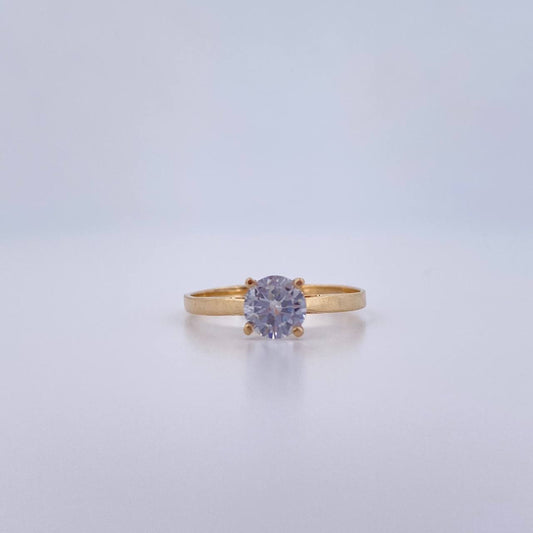 Anillo Solitario 1.4gr / T6 1/2 / Circon Blanco Oro Amarillo 18K &