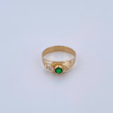 Anillo Linea Invertida 1.55gr / T7 / Circones Verdes Blancos Oro Amarillo 18K &