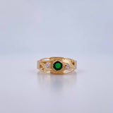 Anillo Linea Invertida 1.55gr / T7 / Circones Verdes Blancos Oro Amarillo 18K &