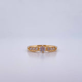 Anillo Solitario Petalos 2.25gr / T6 1/2 / Circones Blancos Oro Amarillo 18K &