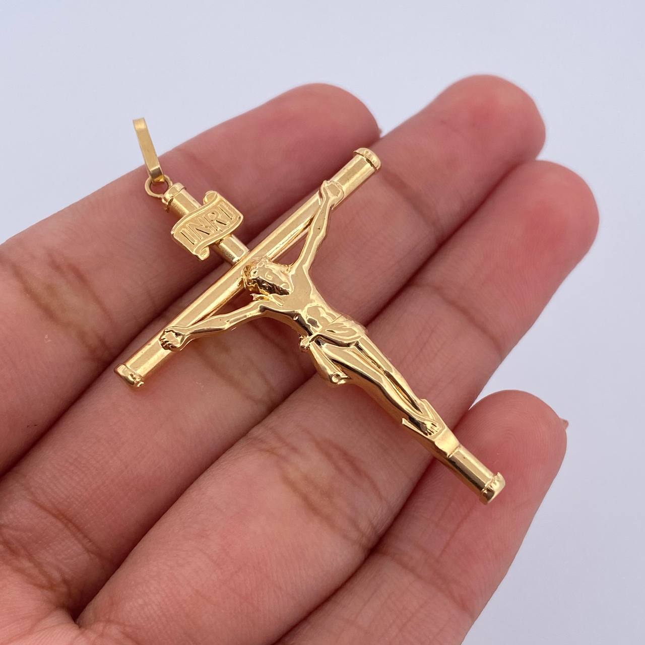 Dije Cruz Cristo 1.9gr / 5cm / Baston Oro Amarillo 18K &