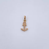 Dije Ancla 0.9gr / 2cm / Circones Blancos Oro Amarillo 18K &