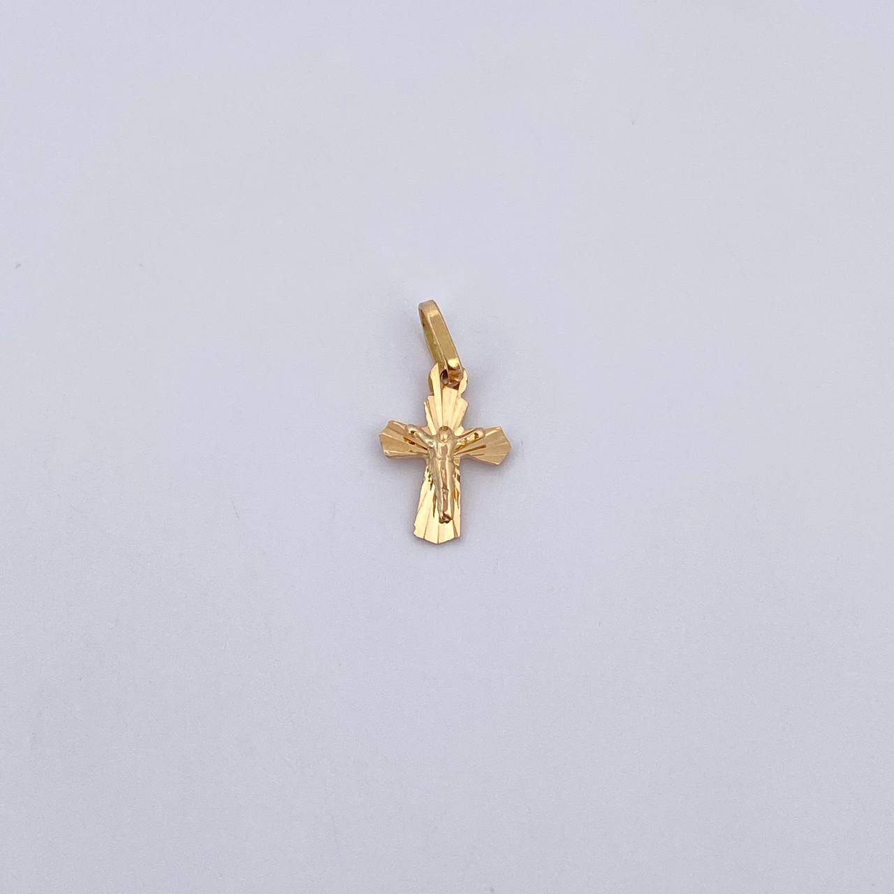 Dije Cruz Cristo  0.6gr / 1.5cm / Diamantado  Oro Amarillo &