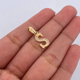 Dije Letra S 1gr / 2cm / Circones Blancos Oro Amarillo 18K &