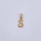 Dije Letra S 1gr / 2cm / Circones Blancos Oro Amarillo 18K &