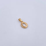 Dije Letra O 0.85gr / 1.8cm / Circones Blancos Oro Amarillo 18K &