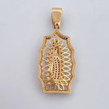 Dije Virgen De Guadalupe 7.65gr / 4.7cm / Circones Blancos Fucsias Azules Oro Amarillo 18K $