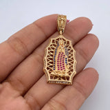 Dije Virgen De Guadalupe 7.65gr / 4.7cm / Circones Blancos Fucsias Azules Oro Amarillo 18K $