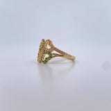 Anillo Trebol Corazon 2.85gr / T6 1/2 / Circones Blancos Verdes Oro Amarillo 18K $