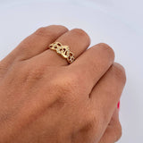 Anillo Cruz Corazon 15's 2.2gr / T5 1/4 / Circones Blancos Oro Amarillo 18K $