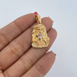 Dije Rostro Cristo 5.55gr / 3.6cm / Circones Blancos Dos Oros Amarillo Blanco 18K $