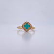 Anillo Trebol VCyA 2.75gr / T7 1/4 / Piedra Aguamarina Circones Blancos Oro Amarillo 18K &