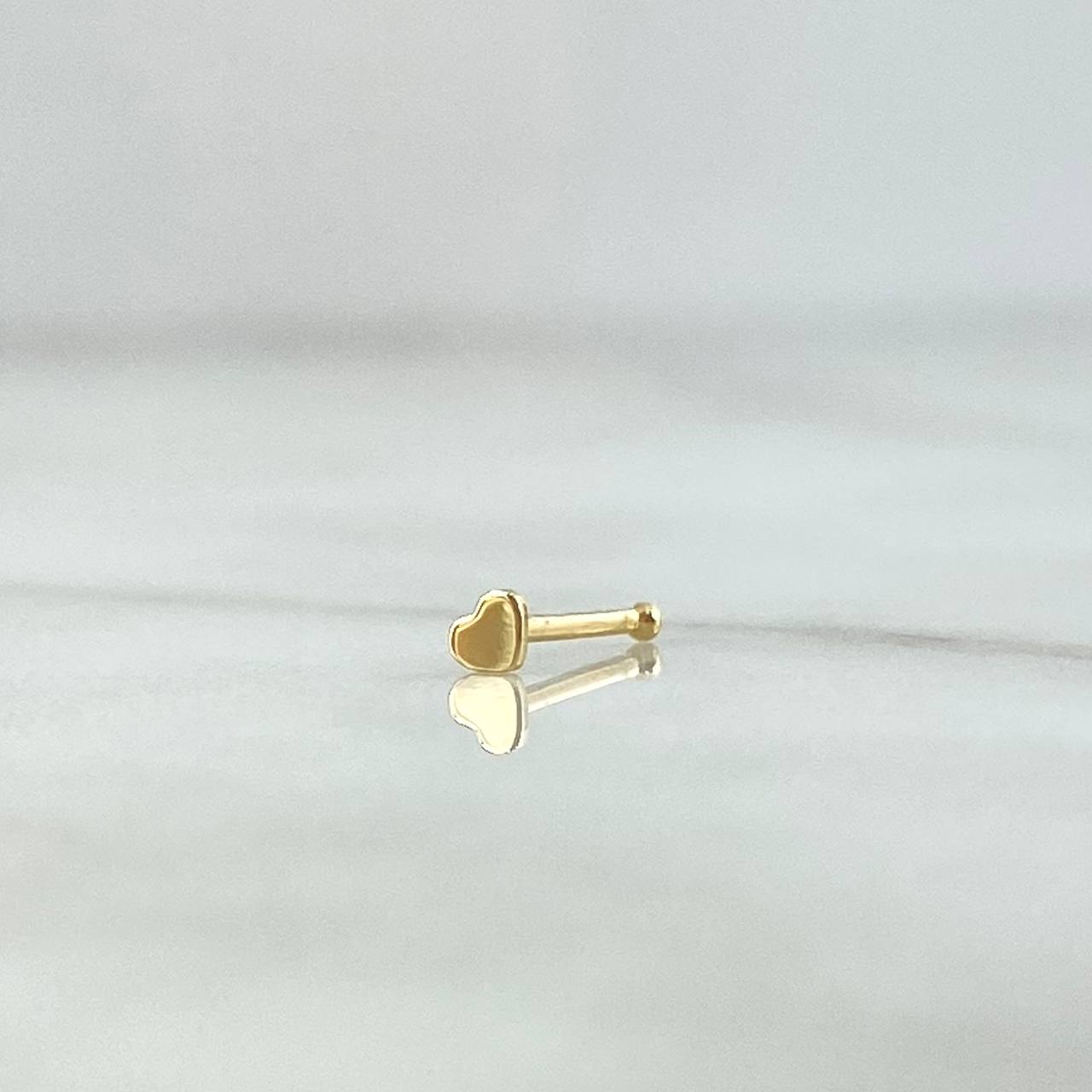 Piercing Chispa Fija Corazón Plano 0.1gr / 1cm / Oro Amarillo 18K (Joya) ©