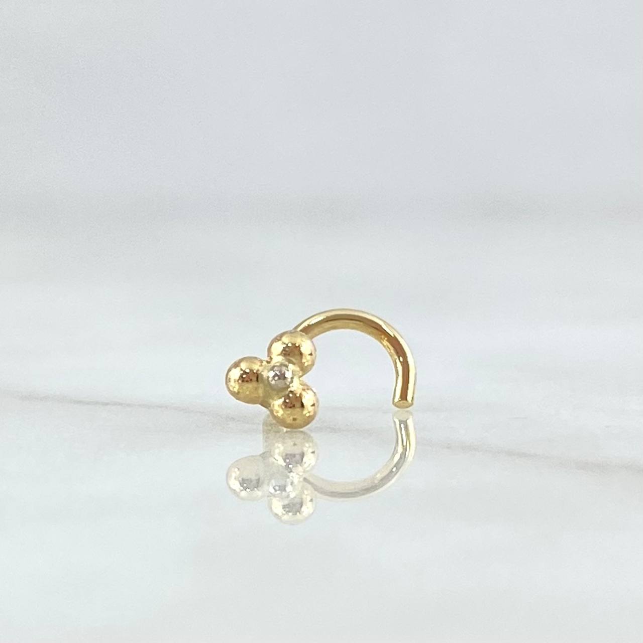 Piercing Chispa Curva Trio Bolas 0.25gr / 1cm / Oro Amarillo 18K (Joya) ©