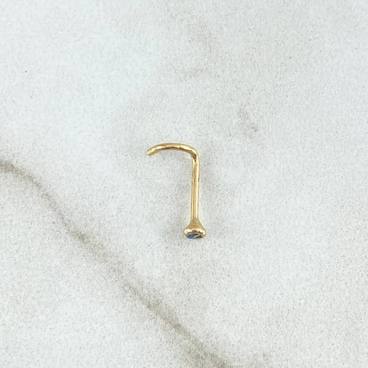 Piercing Chispa Curvo Bisel 0.1gr / 1cm / Circon Celeste Oro Amarillo 18K (Joya)