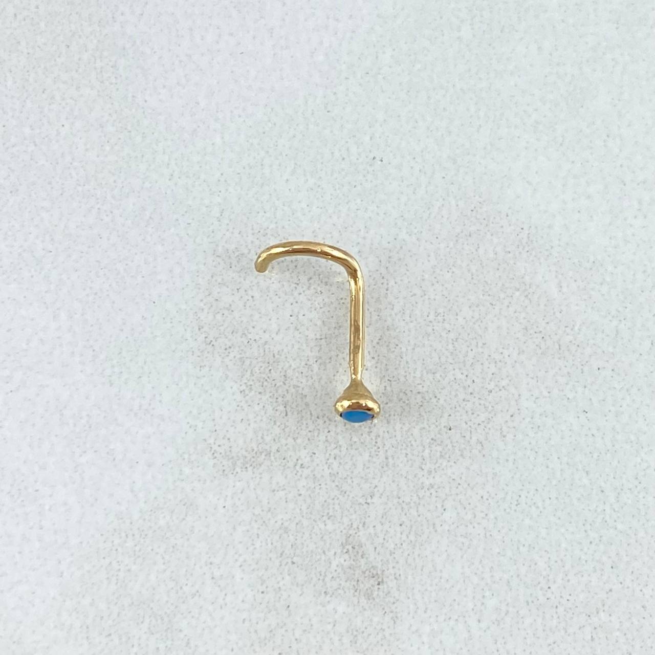 Piercing Chispa Curvo Bisel 0.1gr / 1cm / Circon Celeste Mate Oro Amarillo 18K (Joya)