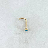 Piercing Chispa Curvo Bisel 0.1gr / 1cm / Circon Celeste Mate Oro Amarillo 18K (Joya)