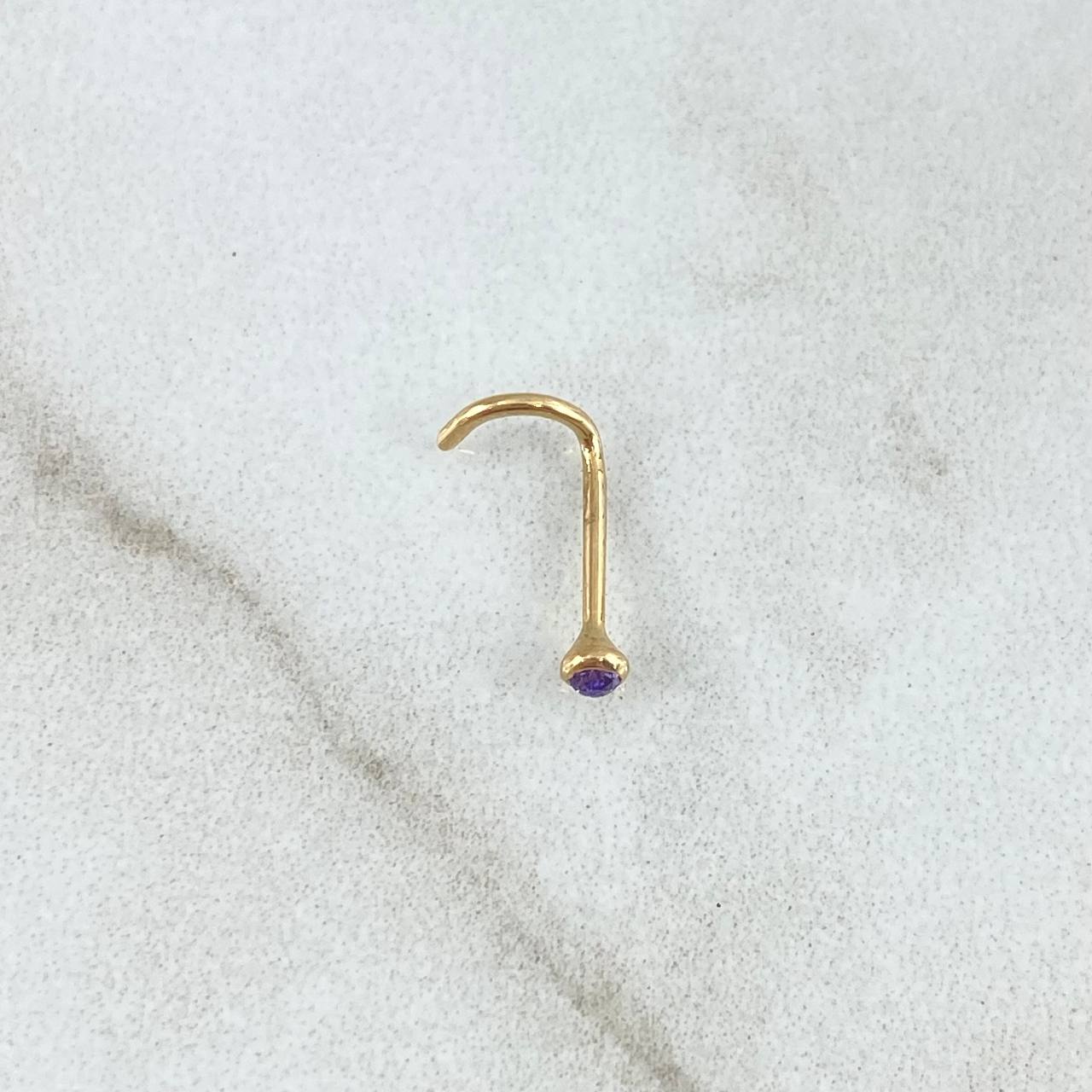 Piercing Chispa Curvo Bisel 0.1gr / 1cm / Circon Lila Oro Amarillo 18K (Joya)