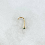 Piercing Chispa Curvo Bisel 0.1gr / 1cm / Circon Verde Oro Amarillo 18K (Joya)