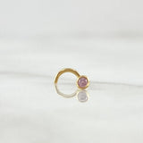 Piercing Chispa Curvo Bisel 0.1gr / 1cm / Circon Rosa Oro Amarillo 18K (Joya)