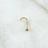 Piercing Chispa Curvo Bisel 0.1gr / 1cm / Circon Rosa Oro Amarillo 18K (Joya)