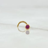 Piercing Chispa Curvo Bisel 0.1gr / 1cm / Circon Fucsia Oro Amarillo 18K (Joya)