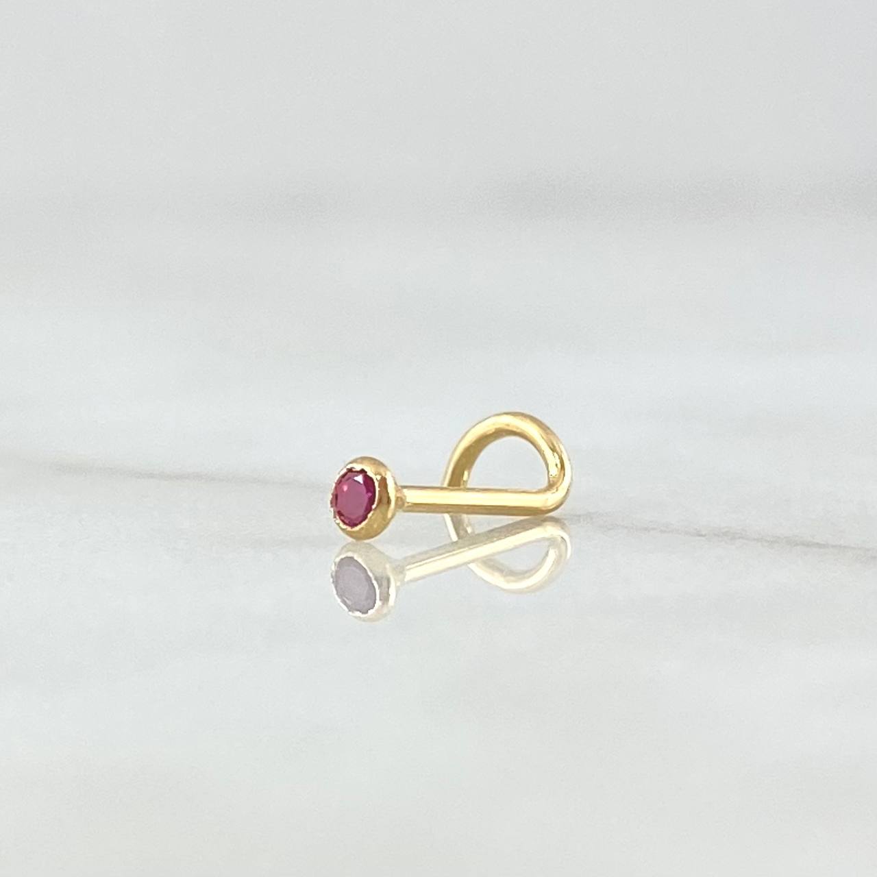 Piercing Chispa Curvo Bisel 0.1gr / 1cm / Circon Fucsia Oro Amarillo 18K (Joya)