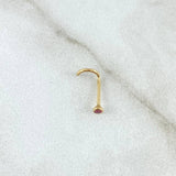 Piercing Chispa Curvo Bisel 0.1gr / 1cm / Circon Fucsia Oro Amarillo 18K (Joya)