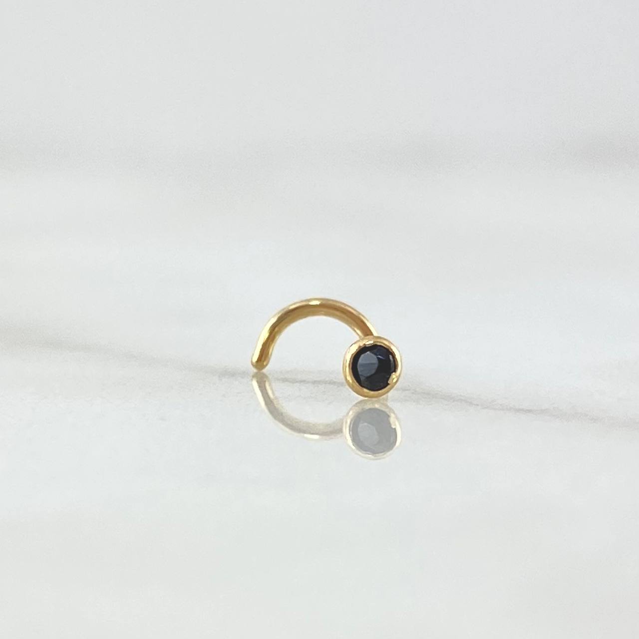 Piercing Chispa Curvo Bisel 0.1gr / 1cm / Circon Negro Oro Amarillo 18K (Joya)