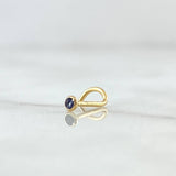 Piercing Chispa Curvo Bisel 0.1gr / 1cm / Circon Azul Oscuro Oro Amarillo 18K (Joya)