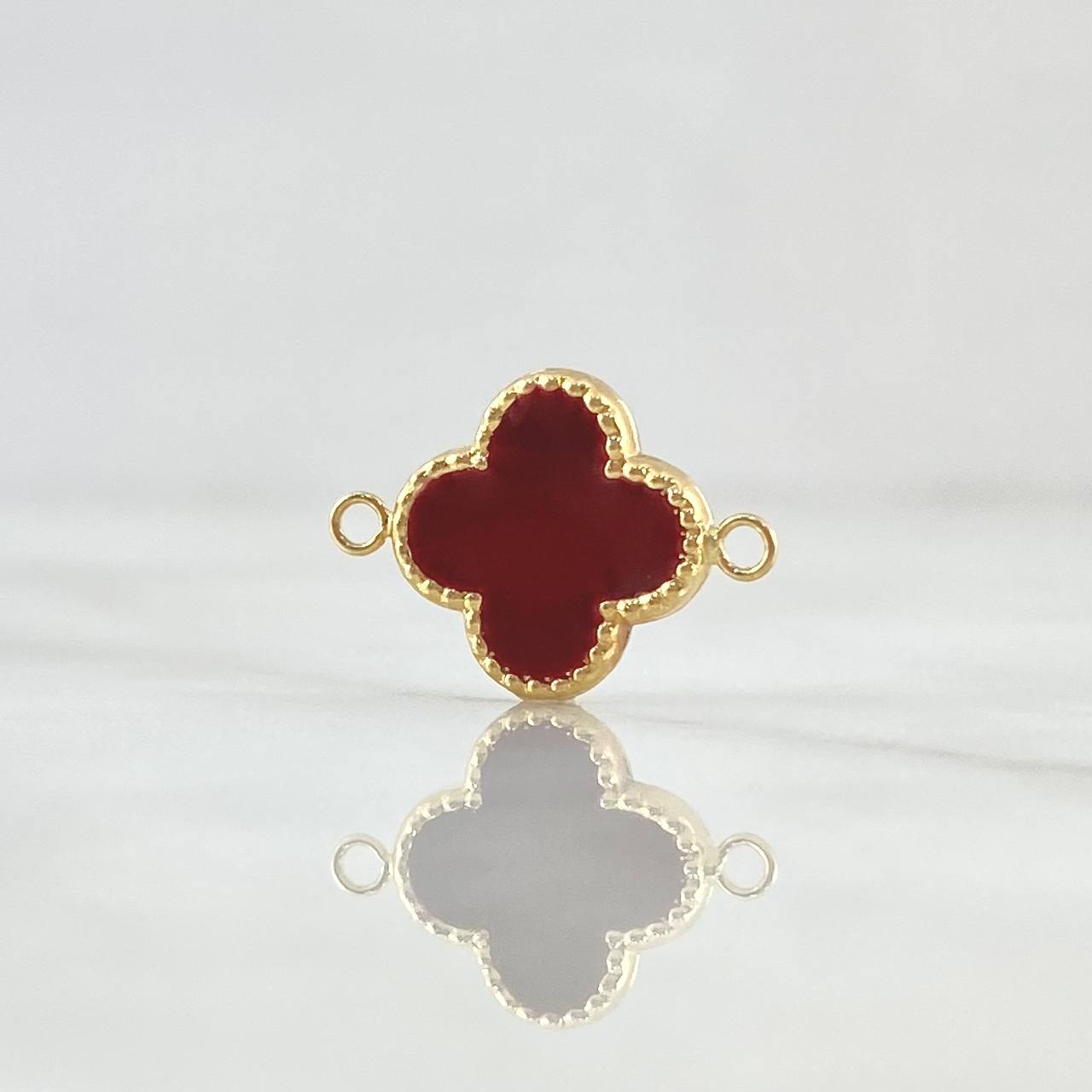 Herraje Trébol VCyA 1gr / 1.8cm / 13mm Resina Roja Oro Amarillo 18K *