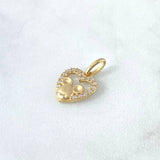 Dije Corazón Ratón 1.55gr / 1.8cm / Circones Blancos Oro Amarillo 18K *