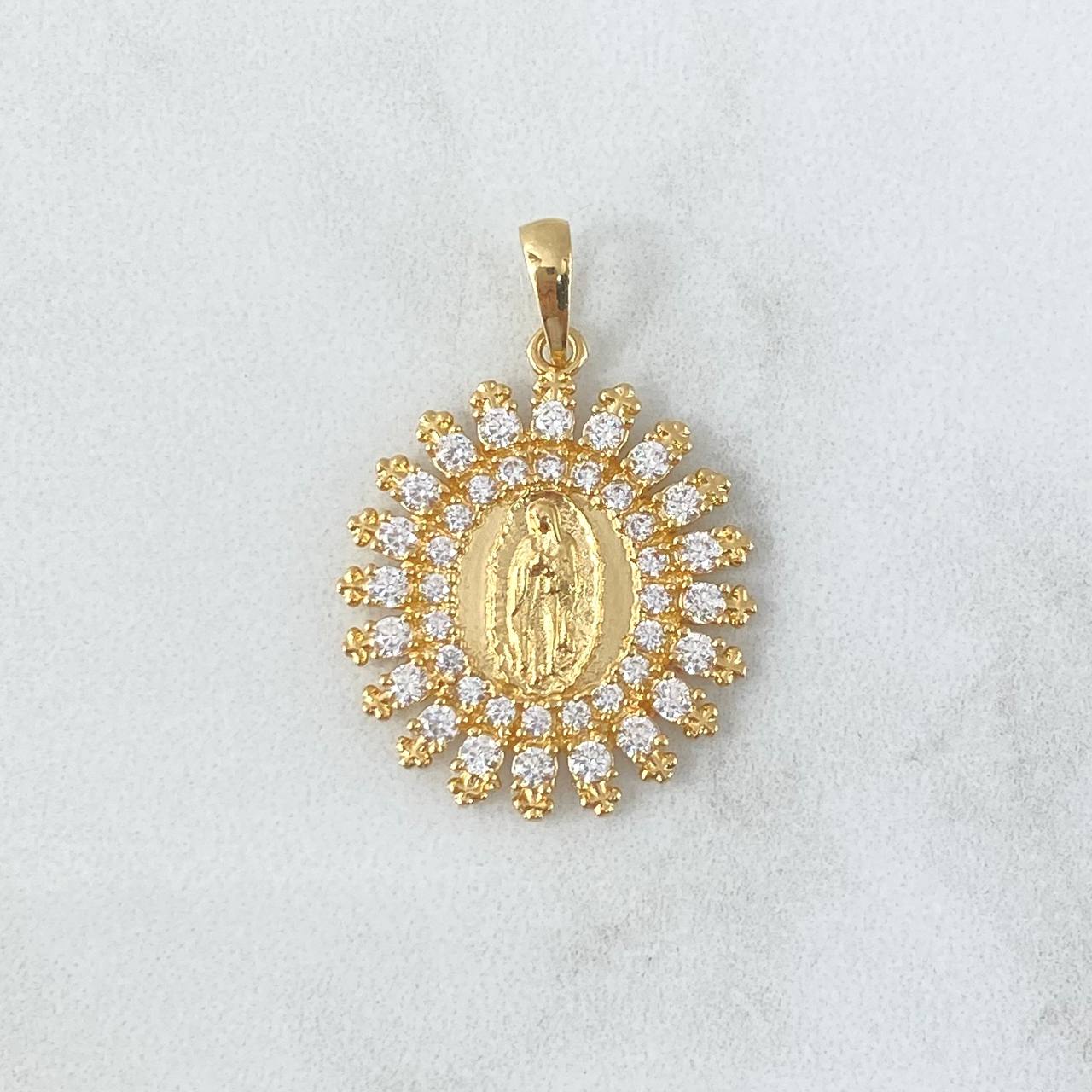 Dije Virgen Guadalupe 4.95gr / 3cm / Circones Blancos Oro Amarillo 18K *