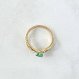 Anillo Solitario Linea Bicefala 3.1gr / T7 1/2 / 55 pts Esmeraldas Oro Amarillo 18K (Joya) *