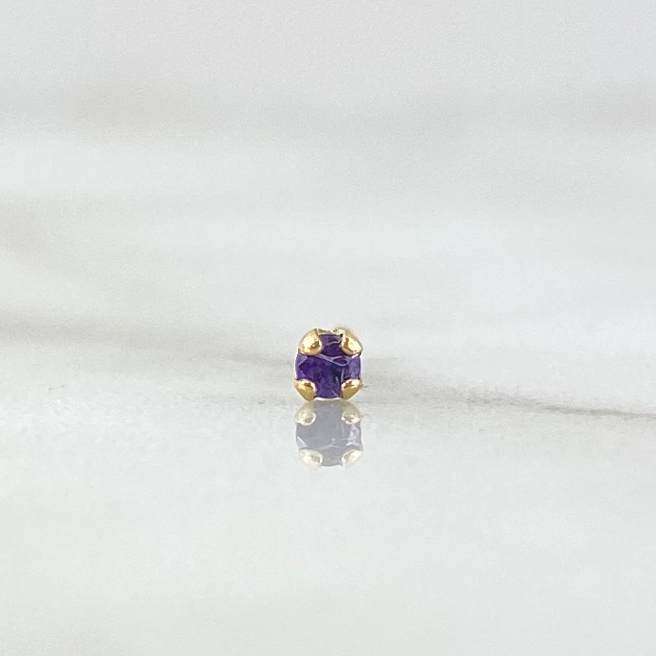 Piercing Chispa Fija 0.1gr / 1cm / Circon Violeta Oro Amarillo 18K (Joya)