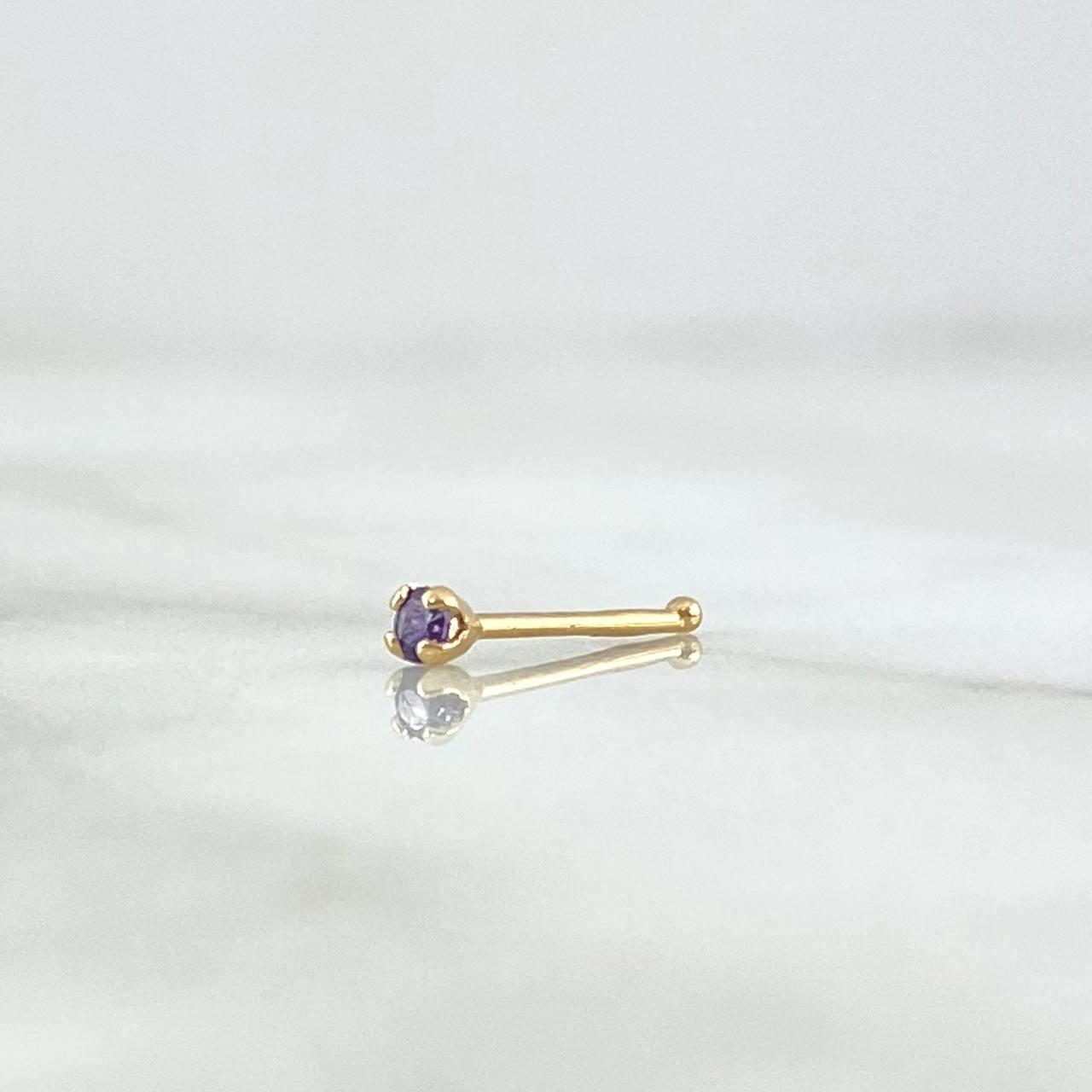 Piercing Chispa Fija 0.1gr / 1cm / Circon Violeta Oro Amarillo 18K (Joya)