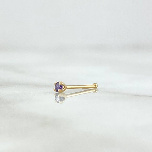 Piercing Chispa Fija 0.1gr / 1cm / Circon Violeta Oro Amarillo 18K (Joya)