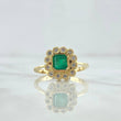 Anillo Solitario Cuadro Marco Barroco 4.3gr / T7 / Esmeralda 60pts Circones Blancos Oro Amarillo 18K (Joya)