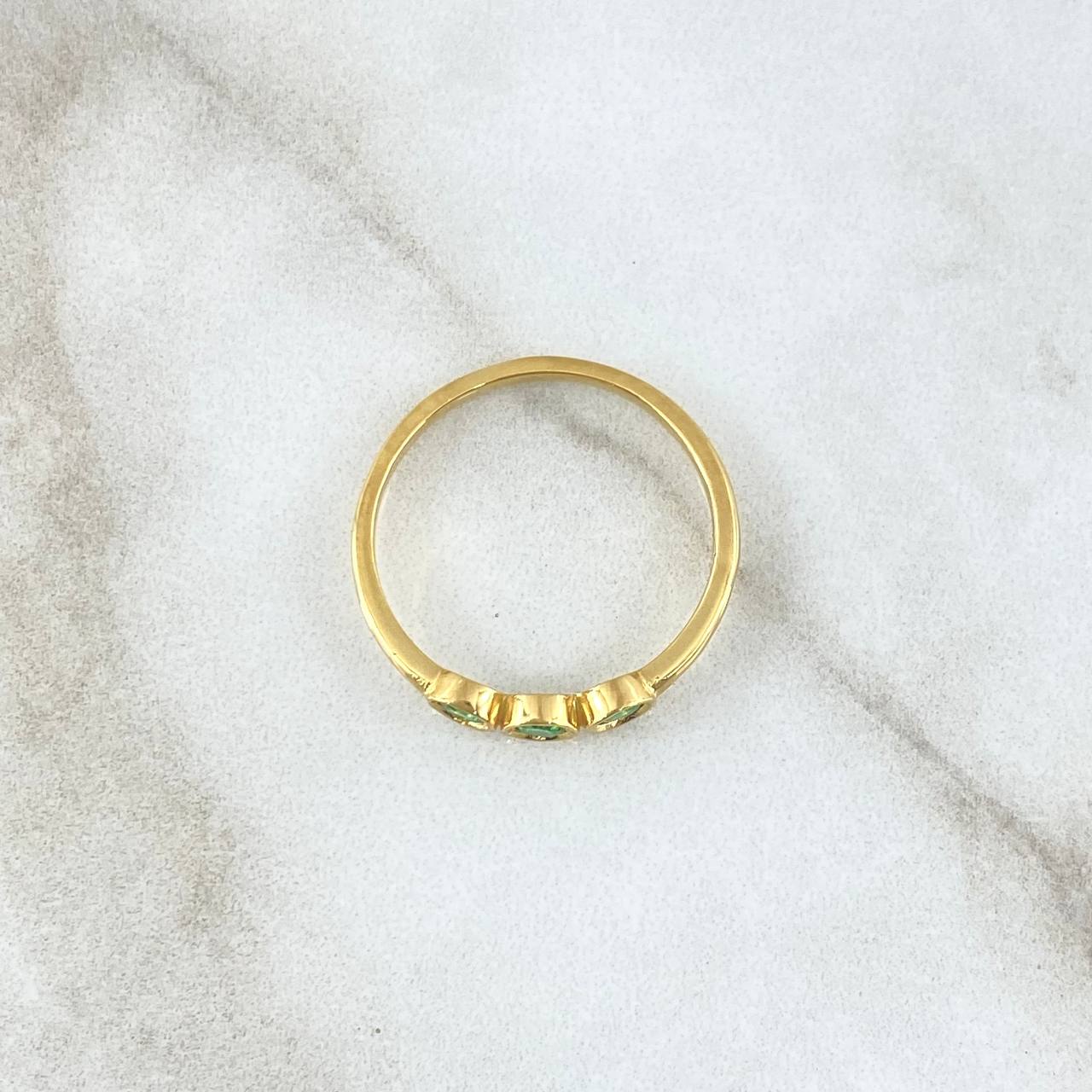 Anillo Solitario Triple Esfera 2.25gr / T7 1/2 / Esmeraldas 27pts Oro Amarillo 18K (Joya)