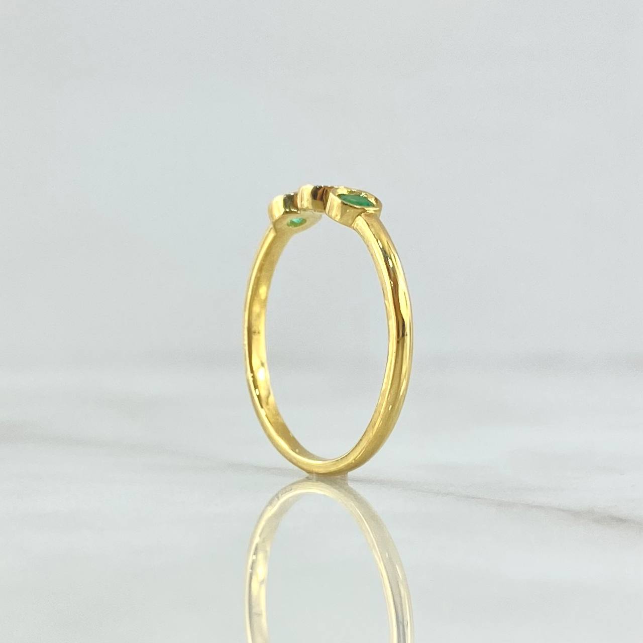 Anillo Solitario Triple Esfera 2.25gr / T7 1/2 / Esmeraldas 27pts Oro Amarillo 18K (Joya)