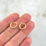 Candongas Doble Carril 0.9gr / 1cm / Circones Blancos Oro Amarillo 18K *