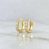 Candongas Doble Carril 0.9gr / 1cm / Circones Blancos Oro Amarillo 18K *