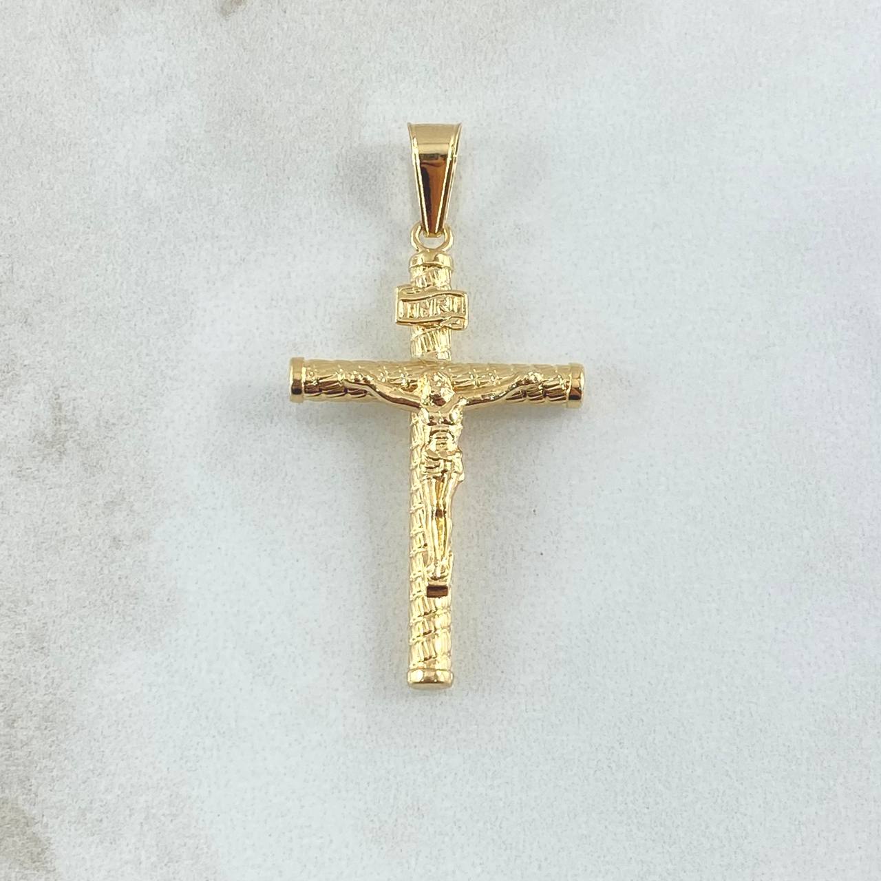 Dije Cruz Cristo 3.15gr / 5.7cm / Bastón Atornillado Enmallado Oro Amarillo 18K ©