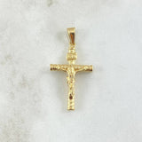 Dije Cruz Cristo 1.3gr / 3.6cm / Baston Atornillado Rayado Oro Amarillo 18K ©