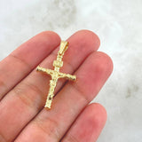 Dije Cruz Cristo 1.3gr / 3.6cm / Bastón Atornillado Punteado Oro Amarillo 18K